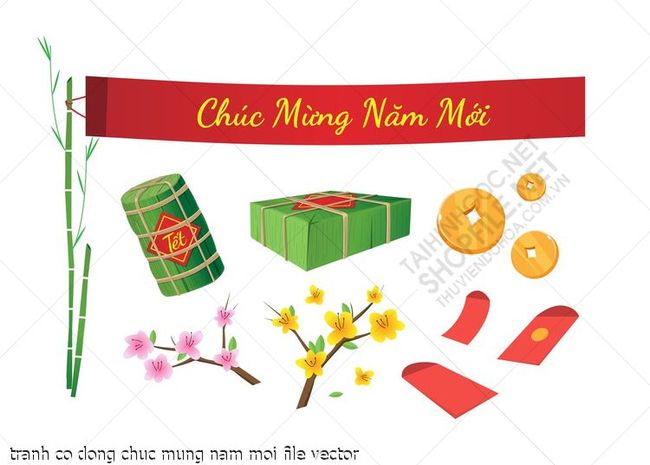 tranh co dong chuc mung nam moi file vector